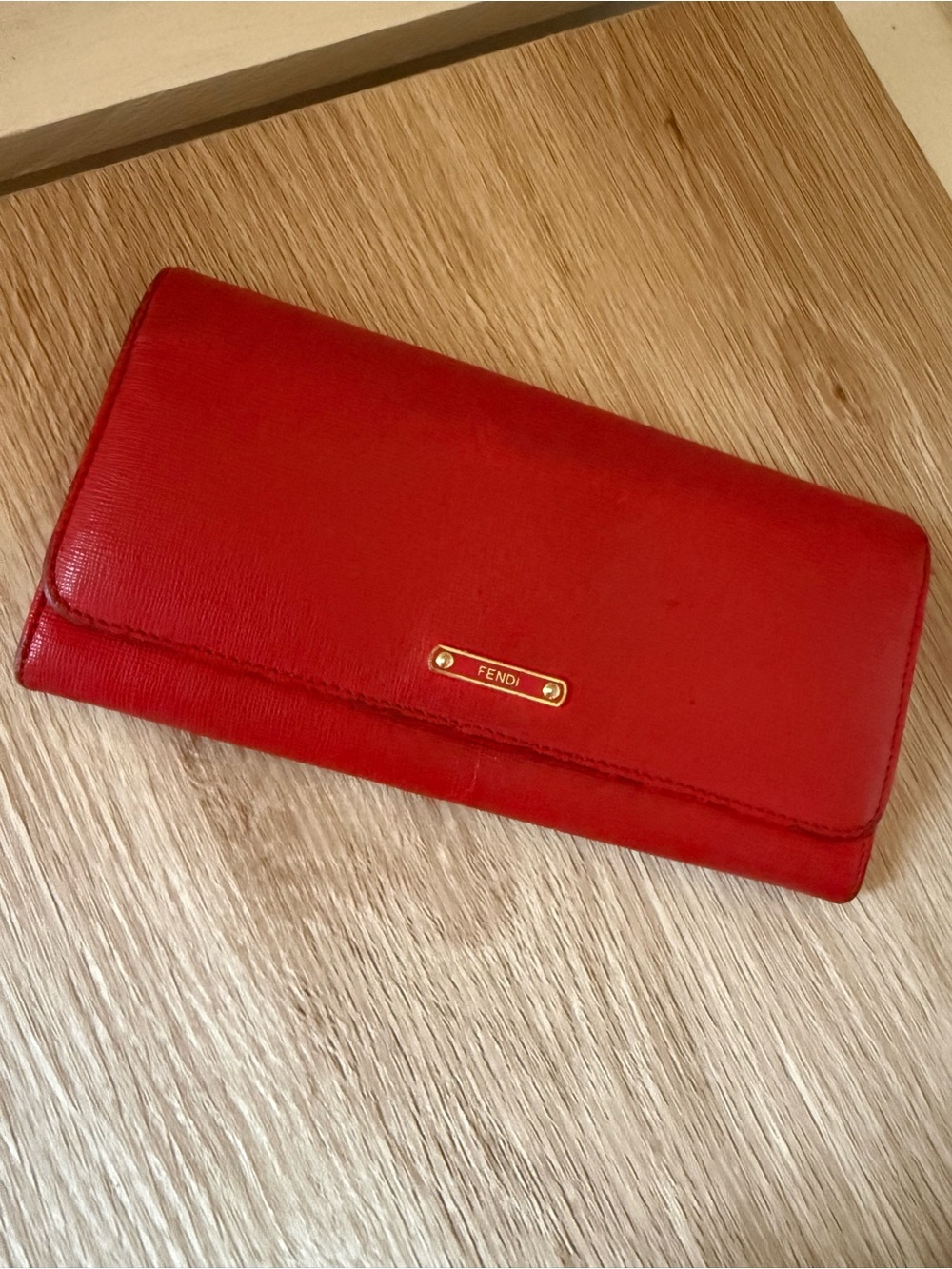 Fendi Red Leather Long Wallet
